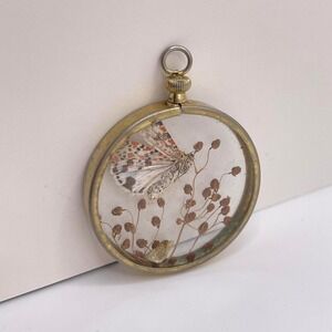 VTG 70s Oddity Moth Jewelry Necklace Pendant Boho Fairycore Insect Retro Nature